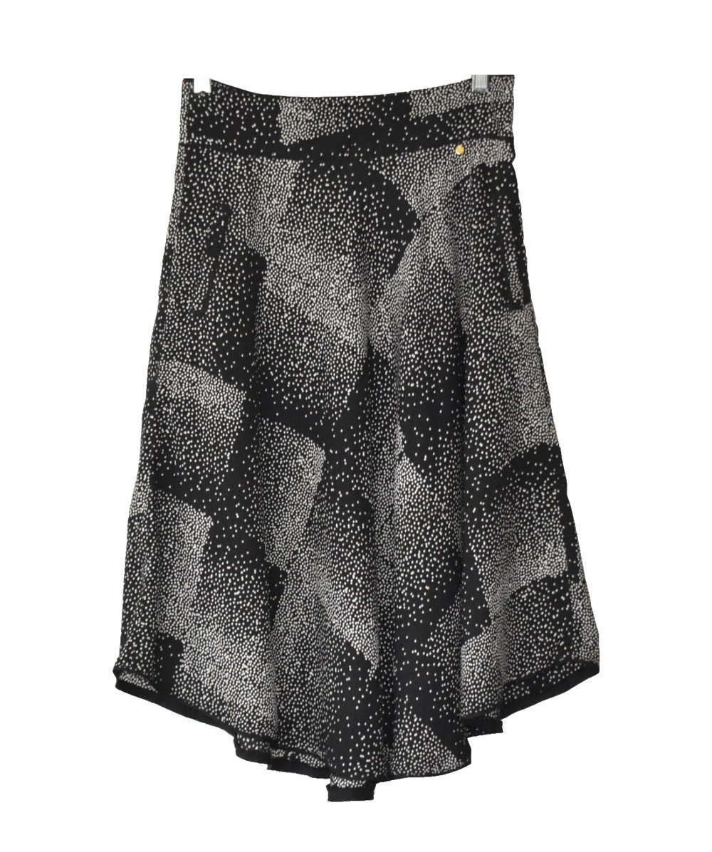 A4 Auth HARLYN Black & White Abstract Dot Print Flared Midi Skirt Size S